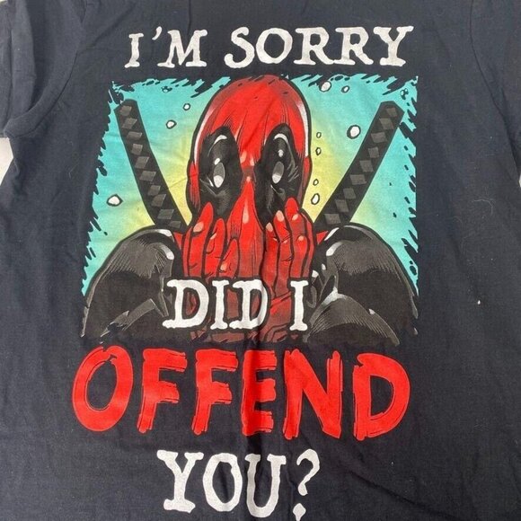 Marvel Deadpool I'm Sorry Did I Offend You? Men's Black T-shirt Size M - Picture 4 of 6